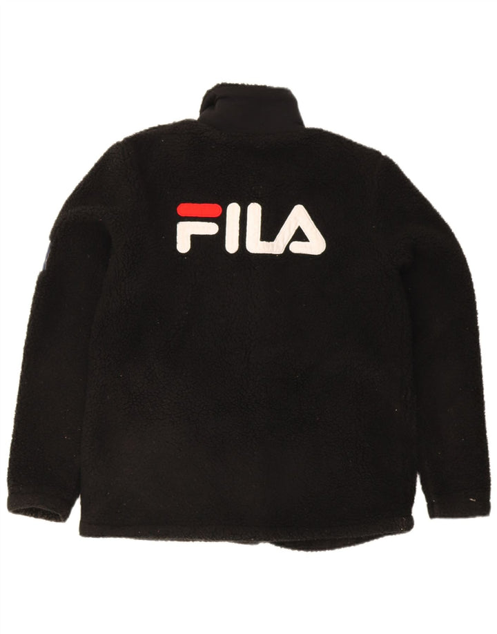 Fila Chaqueta polar gráfica para mujer UK 10 Small Poliéster negro