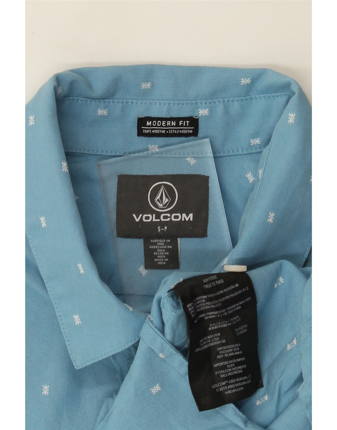 Camisa Volcom Modern Fit de manga corta de algodón con lunares azules pequeños