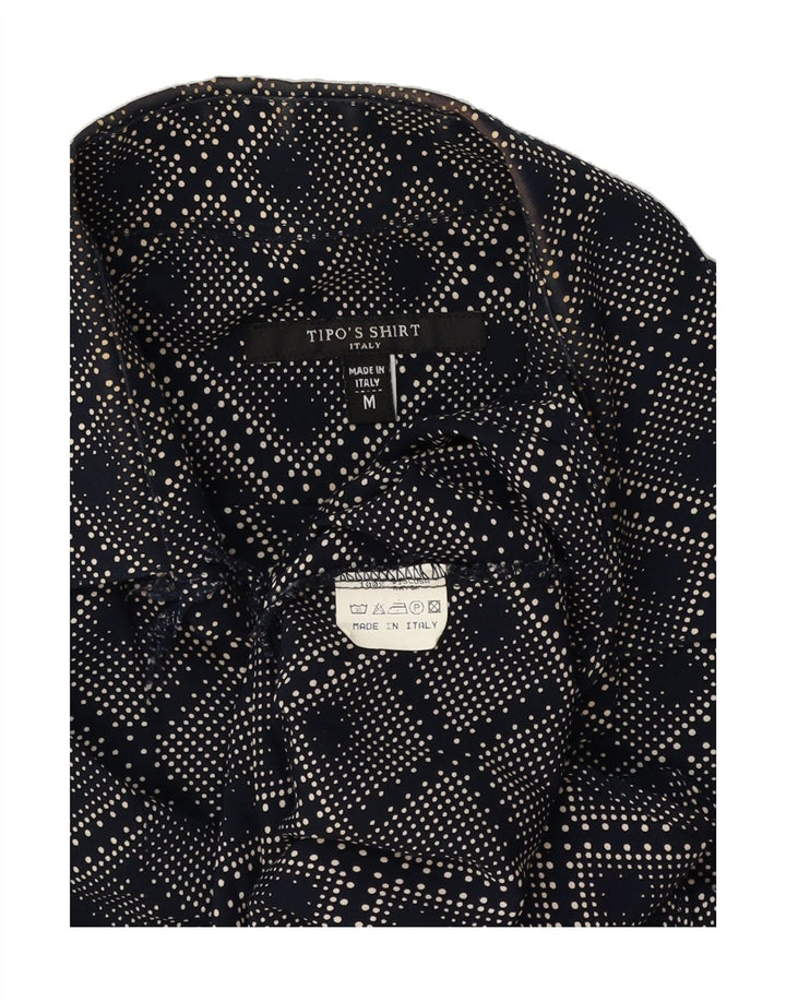 TIPO' S Mens Short Sleeve Shirt Medium Navy Blue Argyle/Diamond Viscose Vintage Tipo' S and Second-Hand Tipo' S from Messina Hembry 
