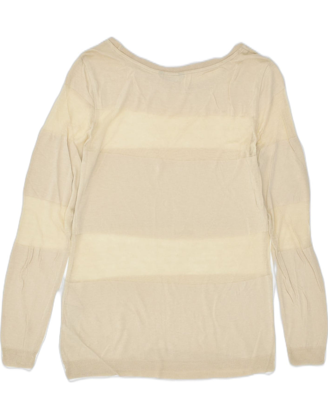MASSIMO DUTTI Womens Boat Neck Jumper Sweater EU 36 Small Beige Striped | Vintage | Thrift | Second-Hand | Used Clothing | Messina Hembry 