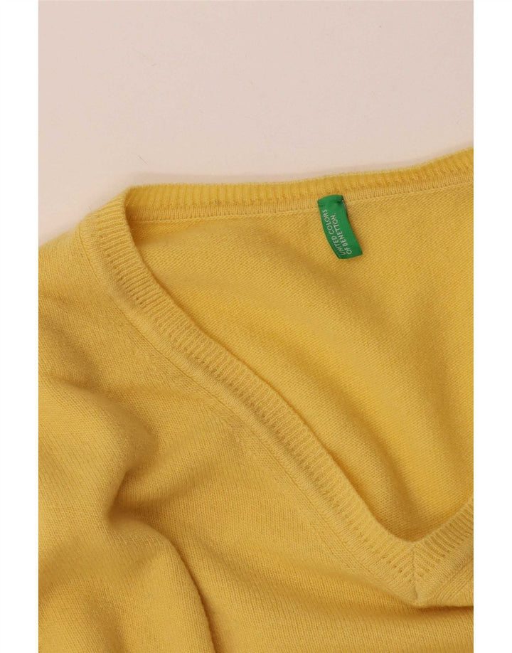 Benetton Jersey Con Cuello De Pico Amarillo Medio
