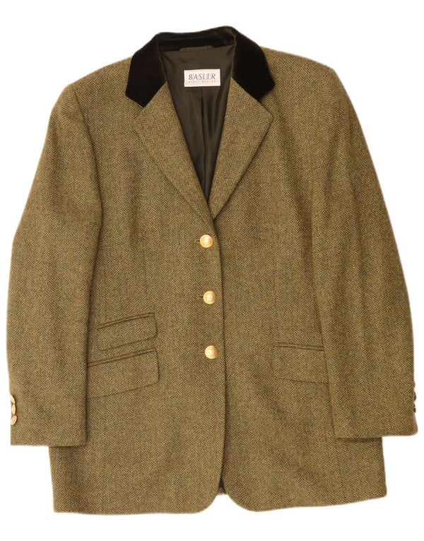 Basler Chaqueta tipo blazer de 3 botones para mujer UK 46 Grande Verde Herringbone Classic