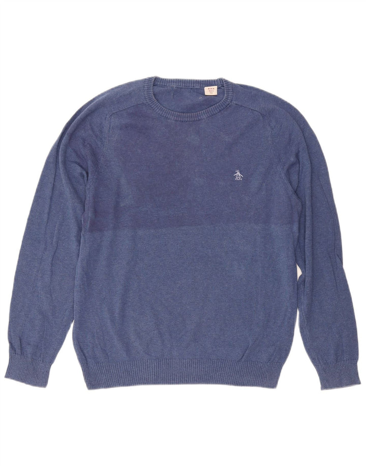 Jersey De Cuello Redondo Penguin Hombre Azul Medio Algodón