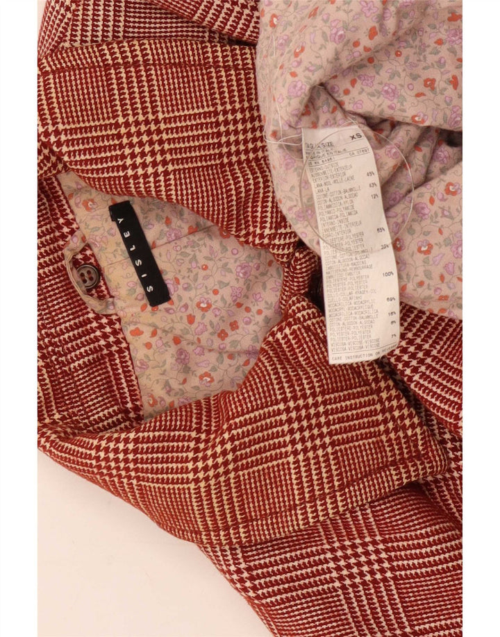 Sisley Chaqueta Bomber para Mujer UK 6 XS Lana de Pata de Gallo Burdeos