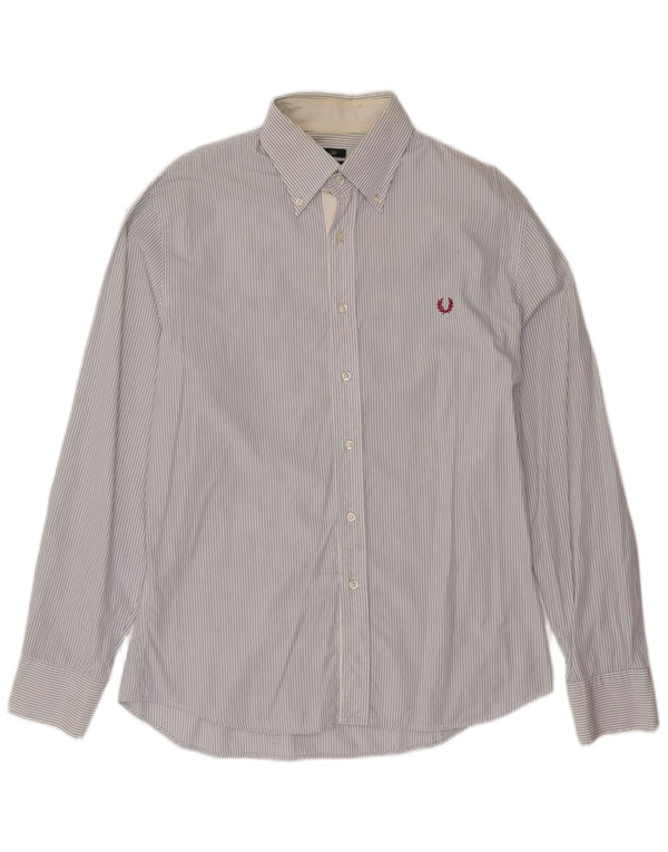 FRED PERRY Camisa slim fit para hombre XL Azul a rayas