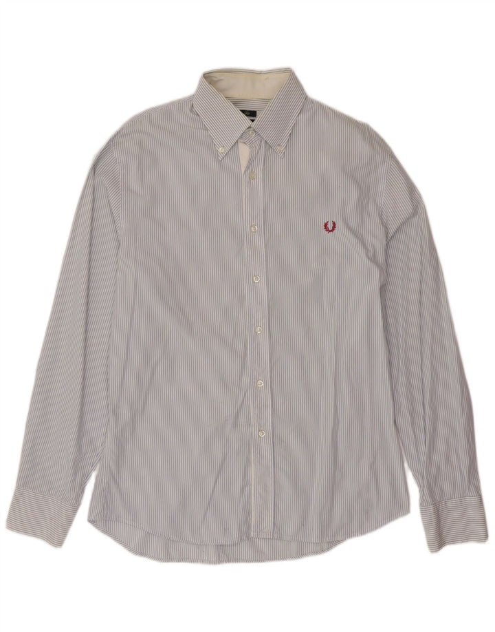 FRED PERRY Camisa slim fit para hombre XL Azul a rayas