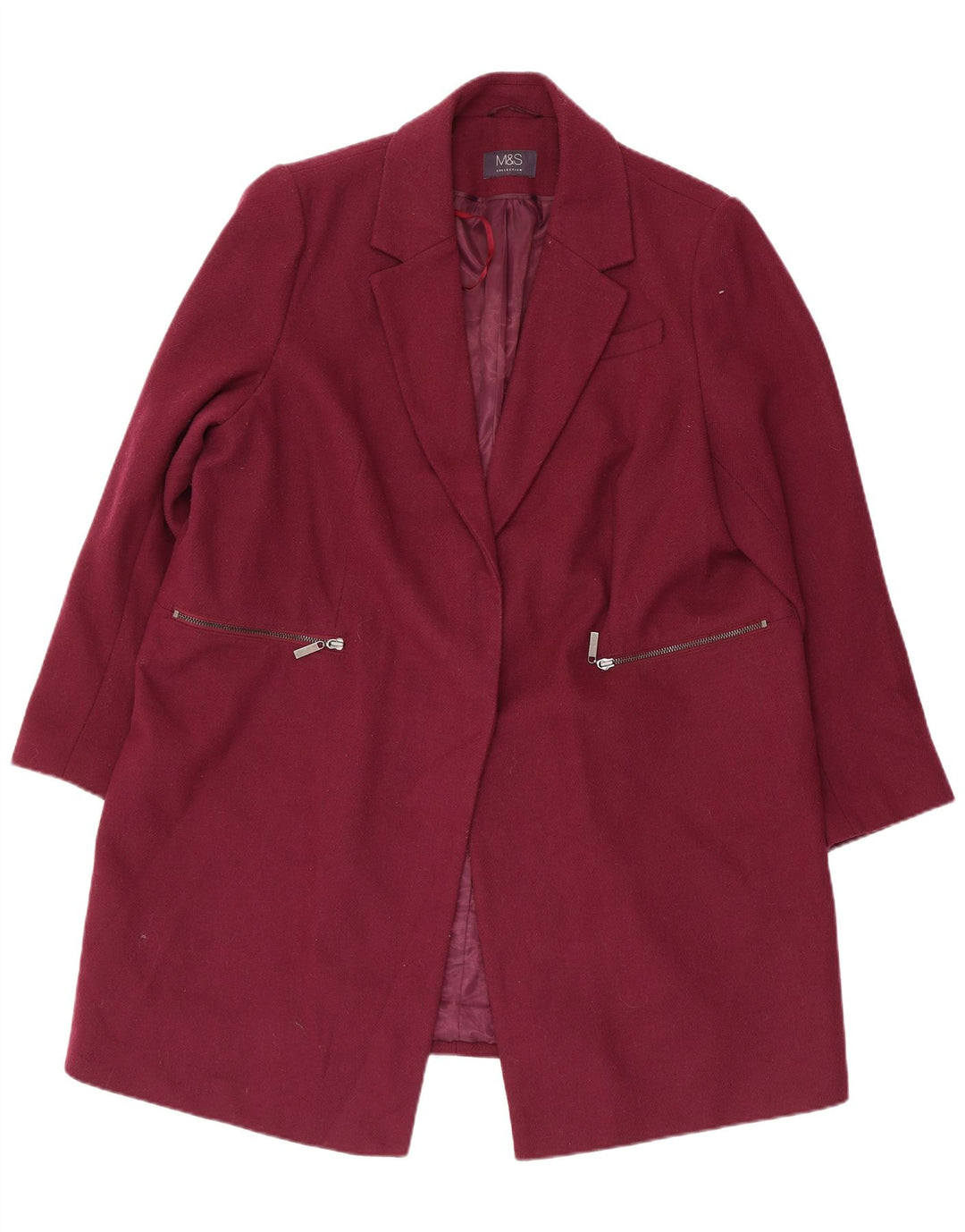 Marks & Spencer Abrigo para mujer UK 20 2XL Poliéster burdeos