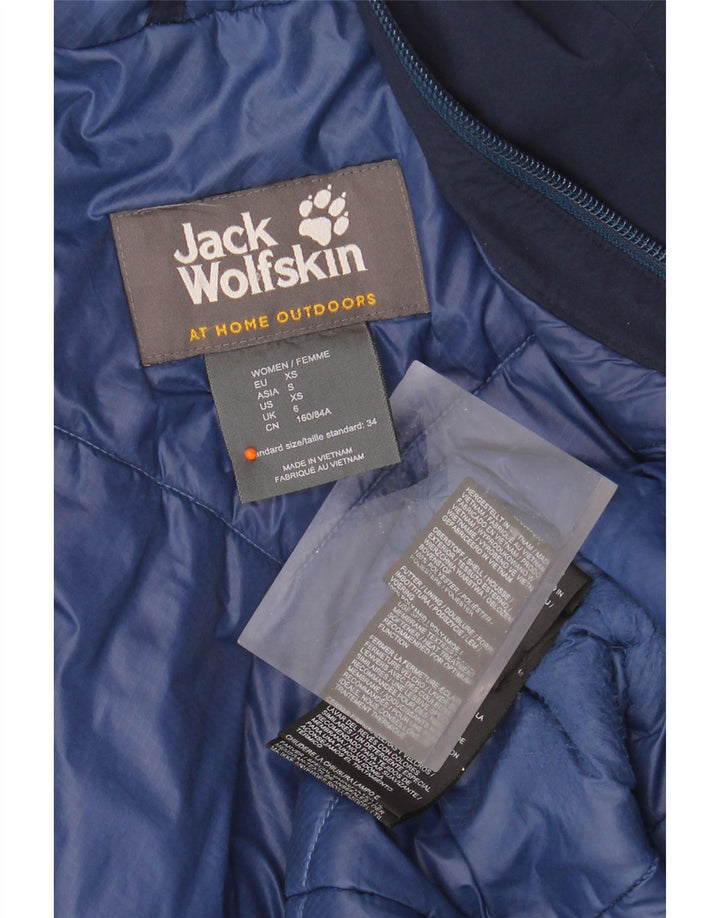 JACK WOLFSKIN Abrigo cortavientos con capucha de gran tamaño para mujer UK 6 XS Azul marino