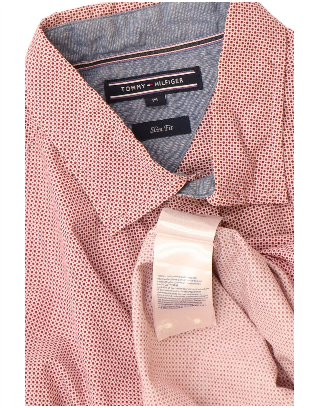 Tommy Hilfiger Camisa Slim Fit De Algodón Con Manchas Rojas Medianas