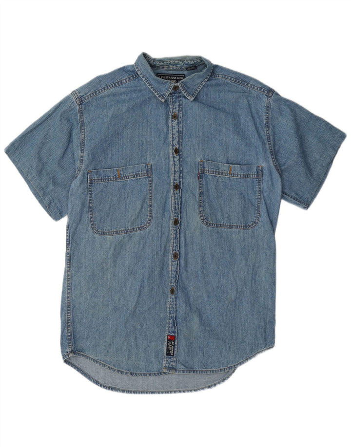 Levi's Hombre Camisa Vaquera De Manga Corta Algodón Azul Medio