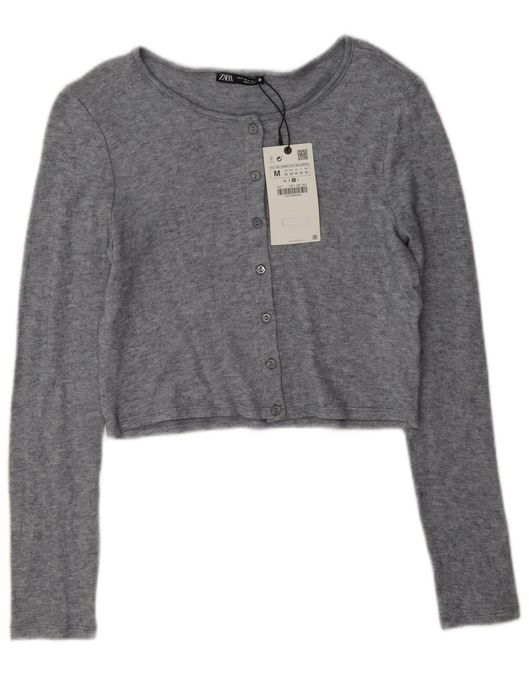 Zara Mujer Crop Top UK 44 Viscosa Gris Medio