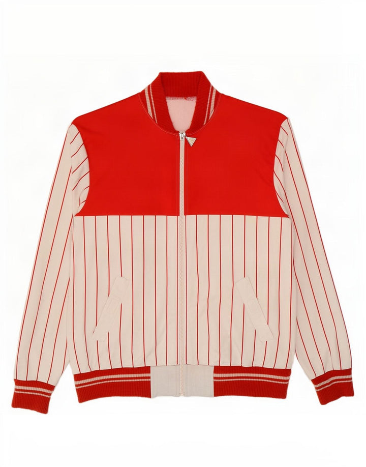 Vintage hombres chándal top chaqueta grande rojo rayas