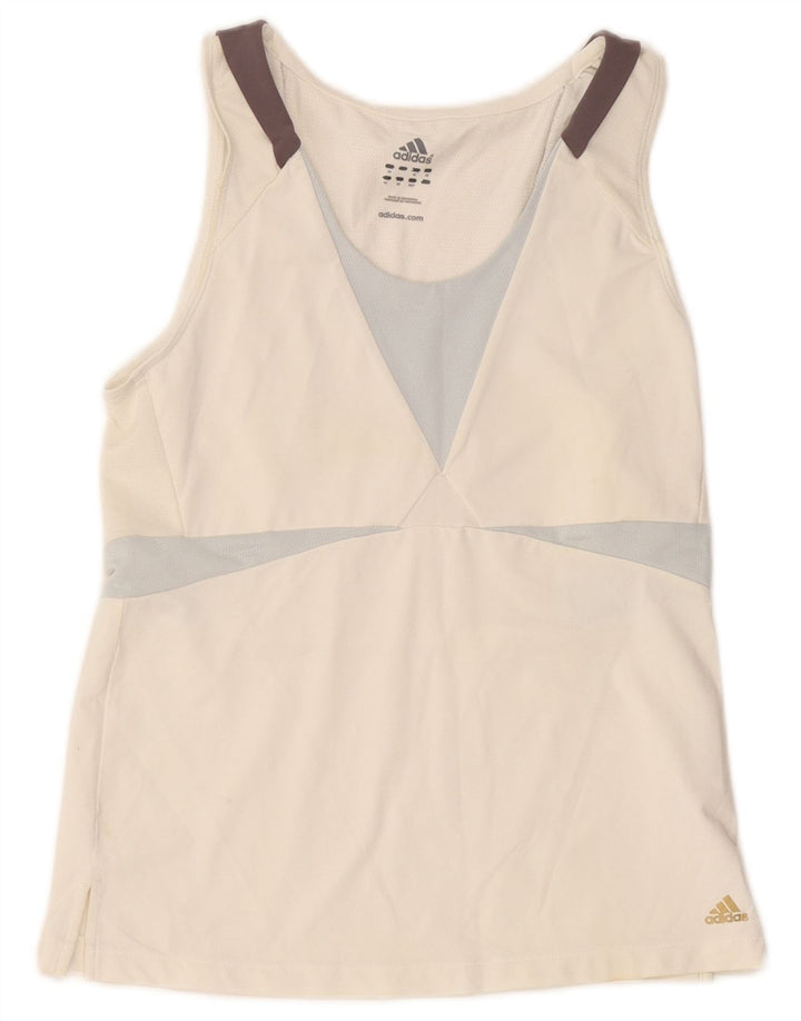 Adidas Mujer Climacool Chaleco Top UK 40 Grande Blanco Colorblock