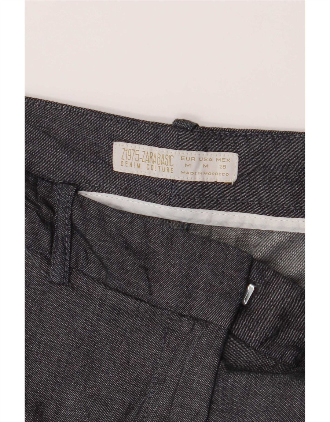 Pantalón Corto Chino Zara Mujer Mediano W28 Algodón Gris