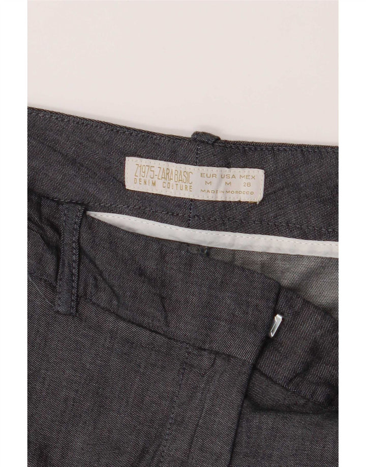 Pantalón Corto Chino Zara Mujer Mediano W28 Algodón Gris