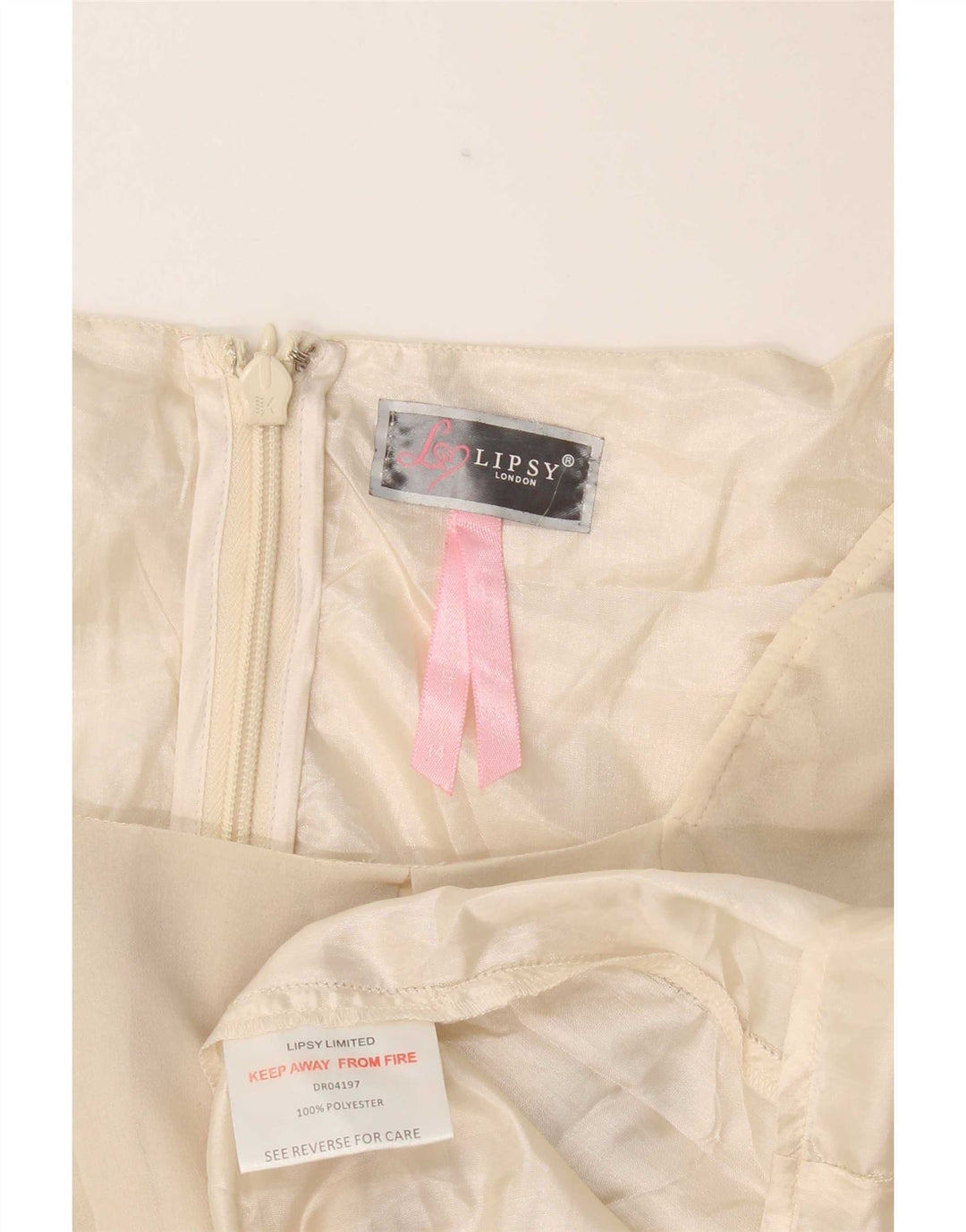 Lipsy Vestido recto de manga 3/4 para mujer UK 44 Mediano Blanco Roto Poliéster