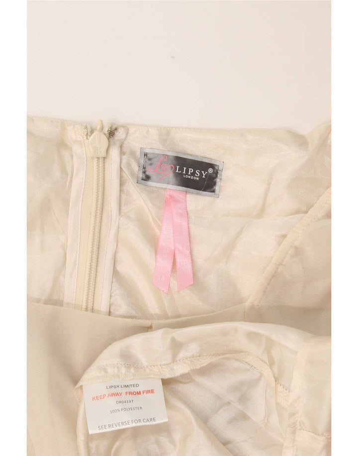 Lipsy Vestido recto de manga 3/4 para mujer UK 44 Mediano Blanco Roto Poliéster