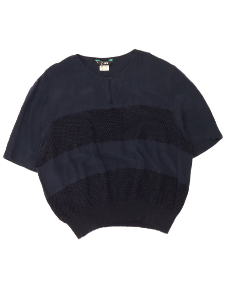 Blusa Mujer Donna Mizar Top IT 50 XL Seda Azul Marino