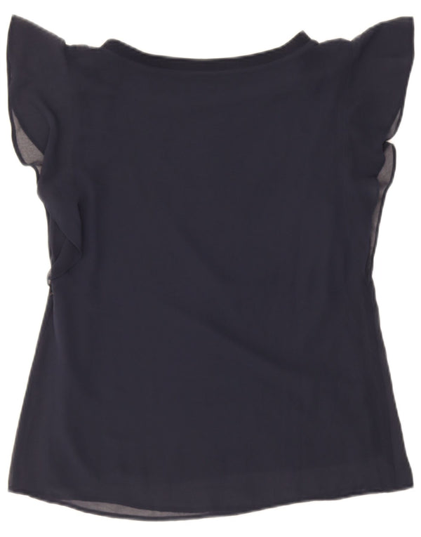 Zara Mujer Blusa Extragrande Top UK 6 XS Azul Marino Viscosa
