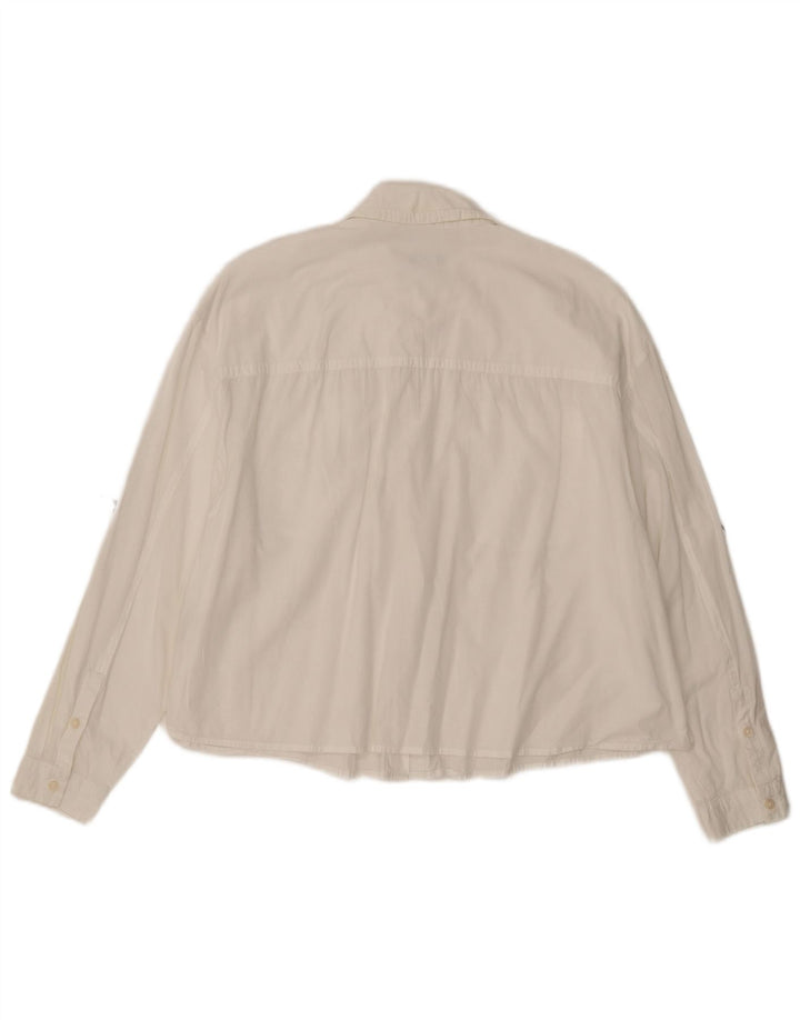 BENETTON Camisa corta extragrande para mujer UK 46 Grande Algodón blanco