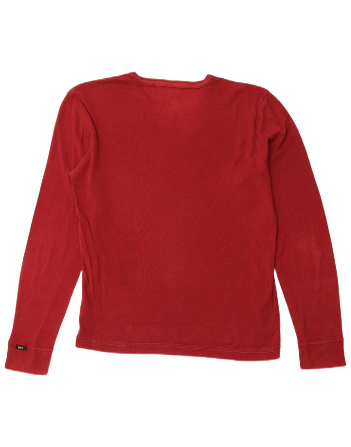 LEE Top Mujer Manga Larga UK 46 Grande Algodón Rojo