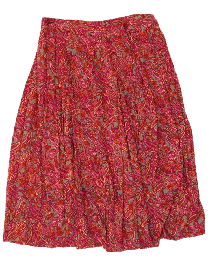 Falda acampanada vintage para mujer W30 Paisley rojo medio