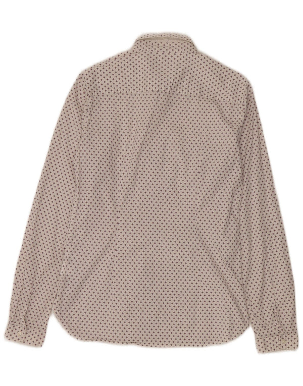Tommy Hilfiger Camisa ajustada con patrón abstracto para mujer US 4 Small White Cotton