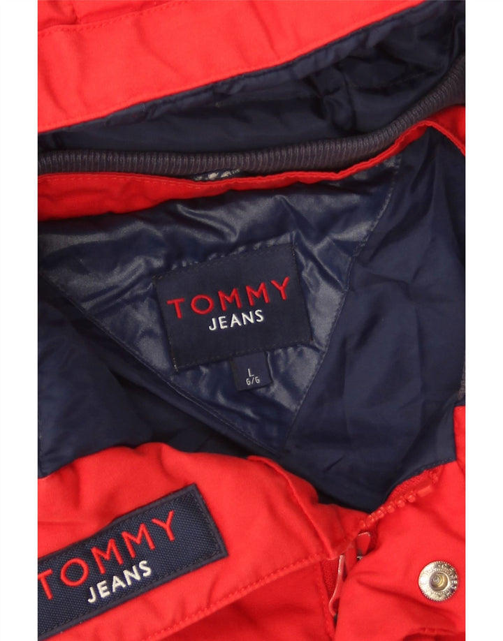 Tommy Hilfiger Chaqueta acolchada con capucha para hombre UK 40 Large Poliéster rojo
