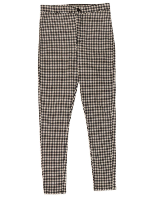 Topshop Joni - Pantalones informales ajustados para mujer W32 L27 de algodón a cuadros grises