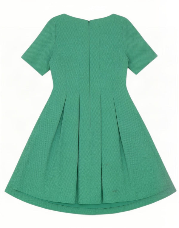 Coast Womens A-Line Dress UK 12 Medium Green Geometric Cotton
