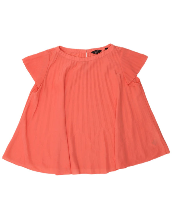 Ted Baker Blusa extragrande para mujer Talla 2 Pequeña Poliéster a rayas rosas
