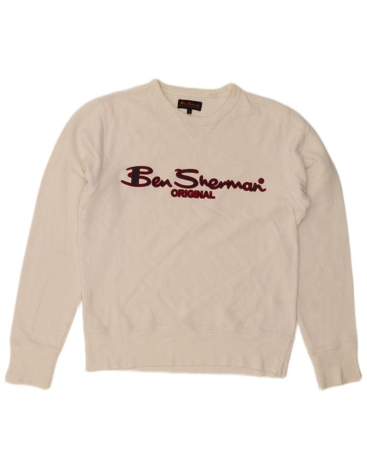 Ben Sherman - Sudadera con gráfico para hombre, jersey de algodón blanco mediano