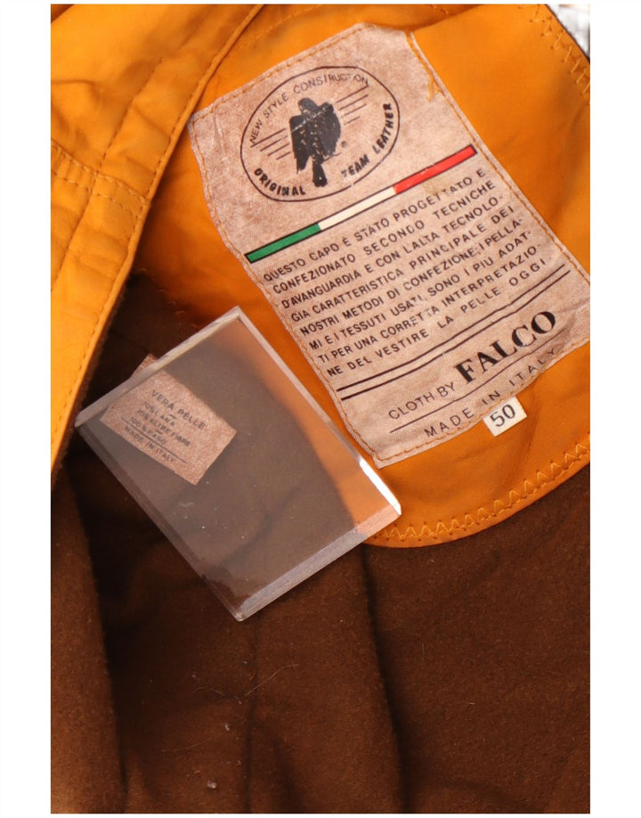 Chaqueta de cuero vintage para hombre IT 50 cuero marrón grande