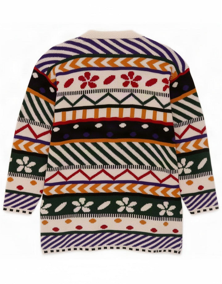 Suéter tipo cárdigan vintage con estampado abstracto para mujer UK 44 Mediano Multicolor