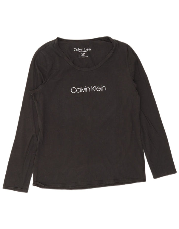 Calvin Klein Top gráfico para mujer de manga larga UK 44 Grande Algodón negro