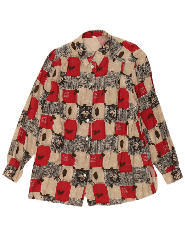 VINTAGE Blusa camisa mujer Reino Unido 20 2XL Viscosa floral multicolor