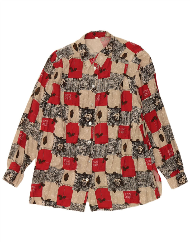 VINTAGE Blusa camisa mujer Reino Unido 20 2XL Viscosa floral multicolor