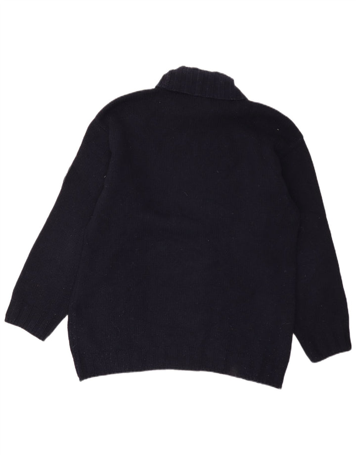 Murphy & Nye Jersey con cuello vuelto para hombre, talla grande, lana azul marino