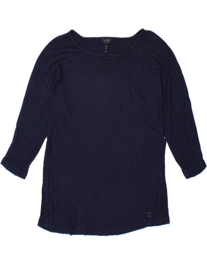 ARMANI JEANS Womens Top 3/4 Sleeve US 10 Large Navy Blue Viscose Vintage Armani Jeans and Second-Hand Armani Jeans from Messina Hembry 