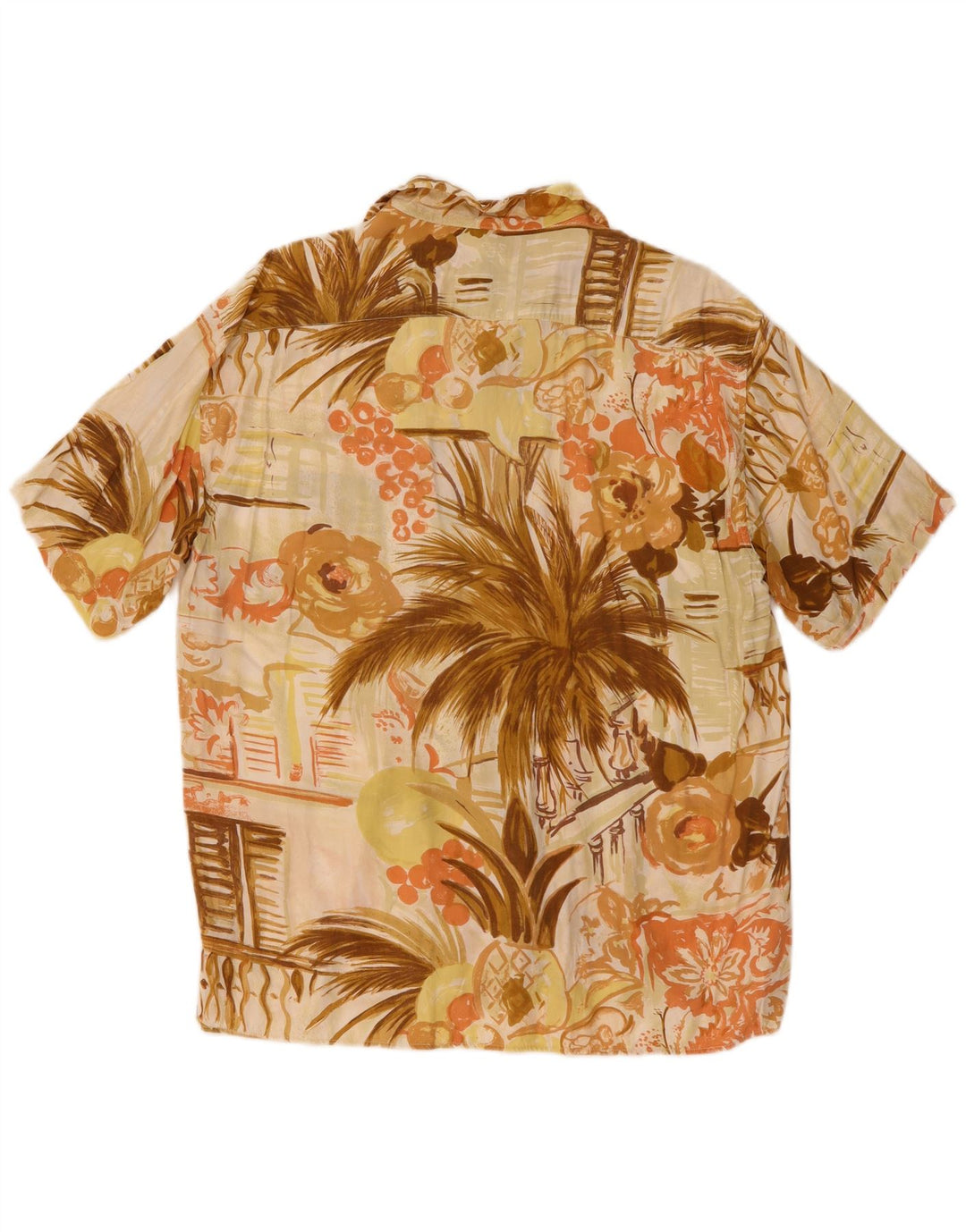 CIAO Camisa de Manga Corta para Hombre Beige Medio Floral