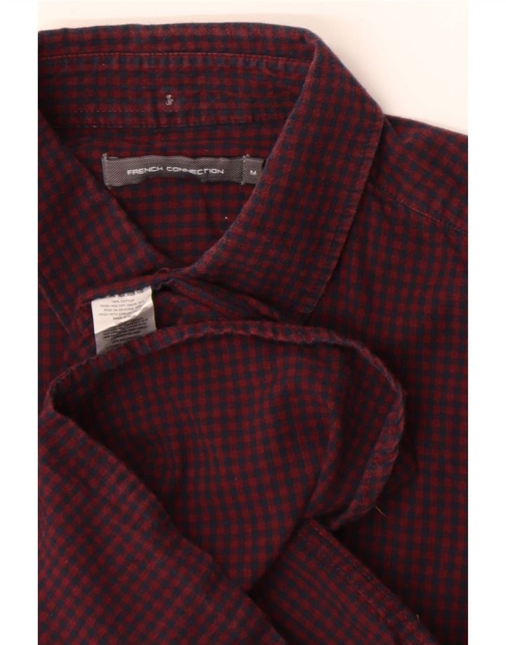 Camisa de hombre French Connection de algodón a cuadros en color burdeos medio