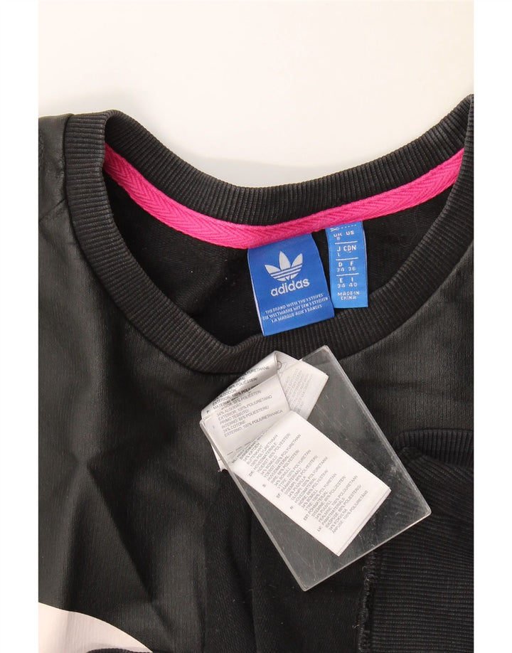 Adidas - Sudadera extragrande con gráfico para mujer, talla 8, color negro