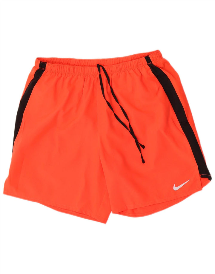 Nike - Pantalones cortos deportivos Dri Fit para hombre, poliéster color naranja grande
