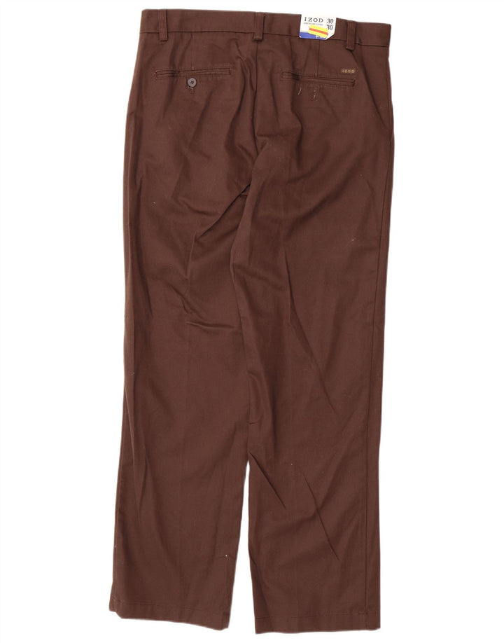 IZOD Pantalón chino recto para hombre W30 L30 Algodón marrón