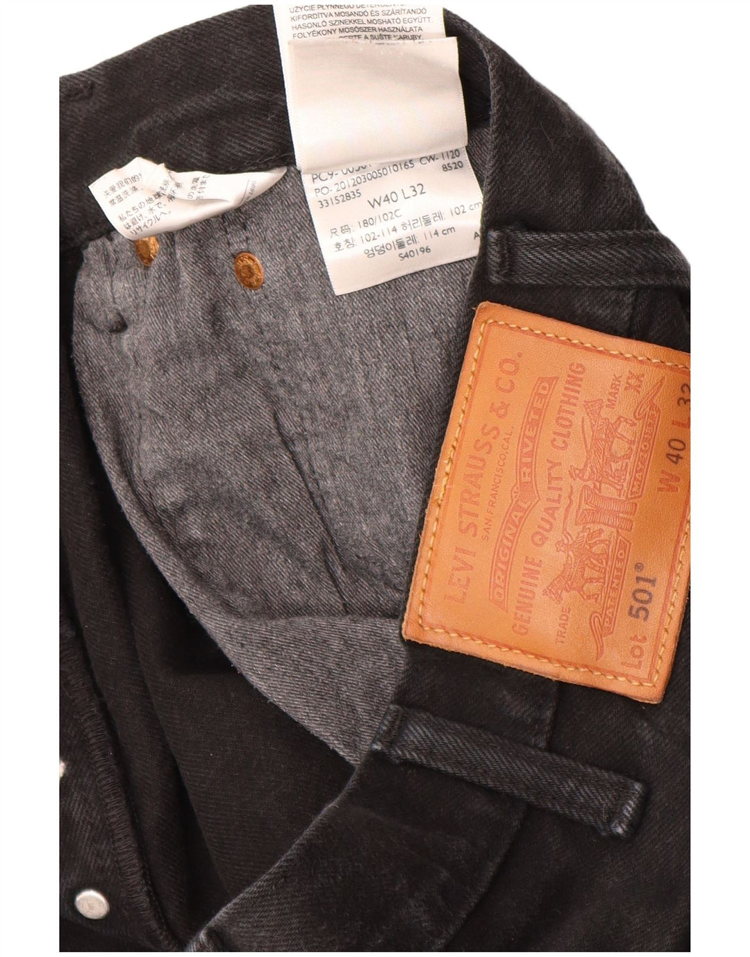 Levi's Jeans rectos 501 para hombre W40 L32 Algodón negro
