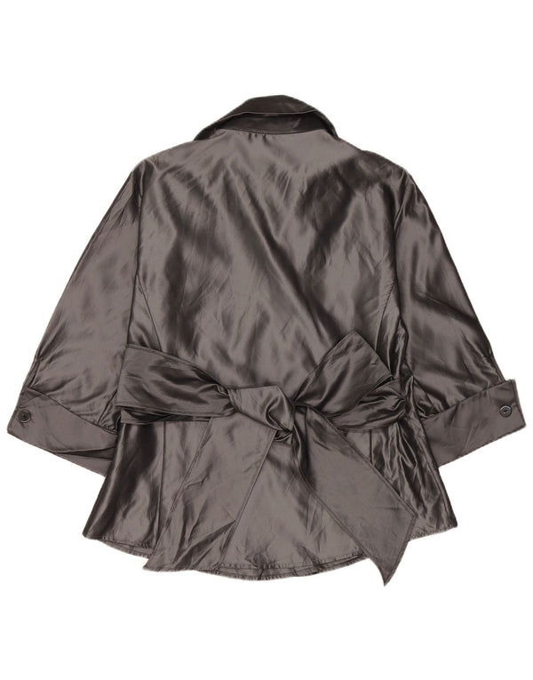 Zara Blusa cruzada de manga 3/4 para mujer UK 44 Acrílico gris grande