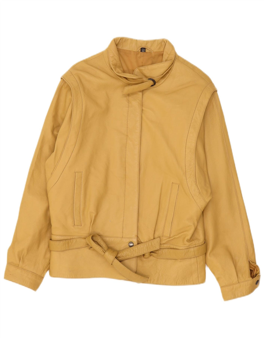 Chaqueta de cuero vintage para mujer EU 40 cuero amarillo medio