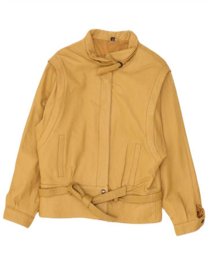 Chaqueta de cuero vintage para mujer EU 40 cuero amarillo medio