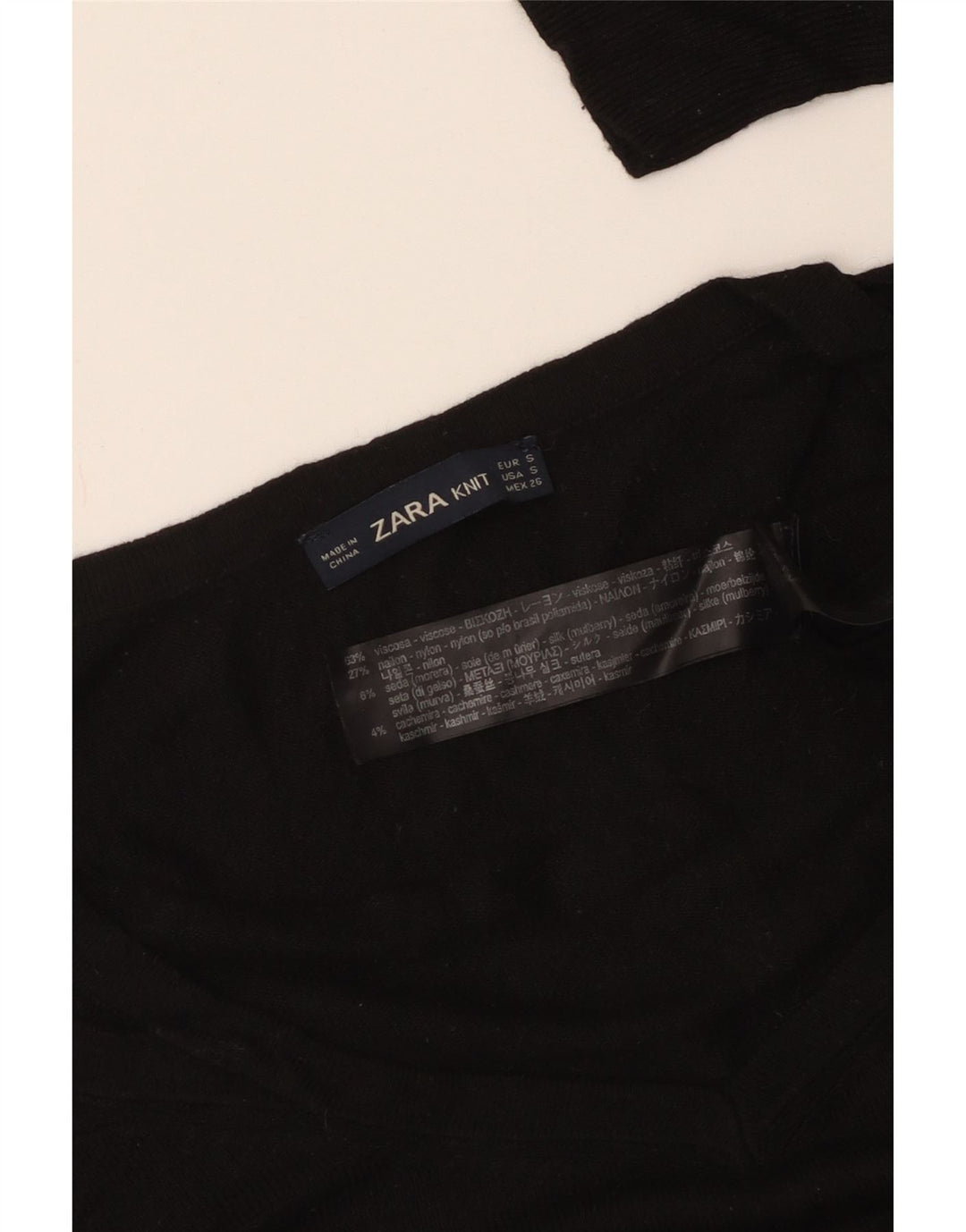 ZARA Jersey oversize con cuello en V para mujer UK 10 Small Viscosa negra