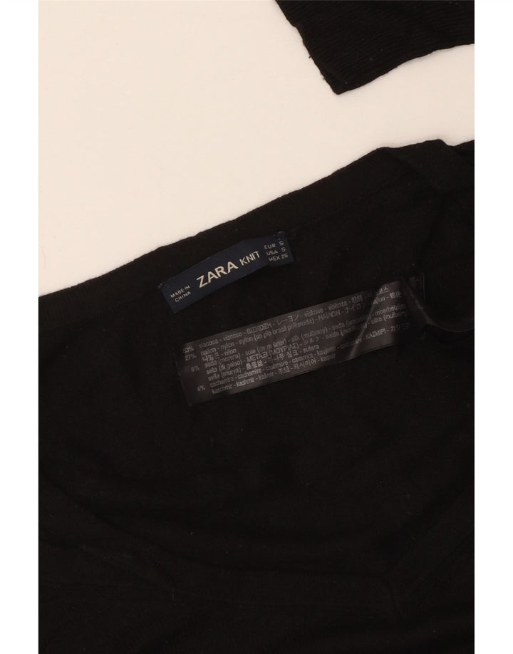 ZARA Jersey oversize con cuello en V para mujer UK 10 Small Viscosa negra